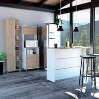Combo Mueble Microondas + Barra de Cocina + Optimizador TuHome Kitchen Rovere Blanco