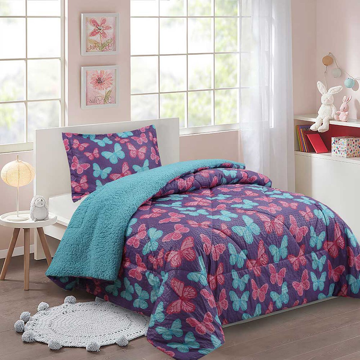 Plum&oacute;n Infantil Doral 1.5 Plazas Senses Estampado Mariposas