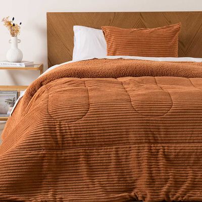 Imagen 1 del producto Plumón Mashini Corduroy Coral Sherpa 1.5 Plazas Terra