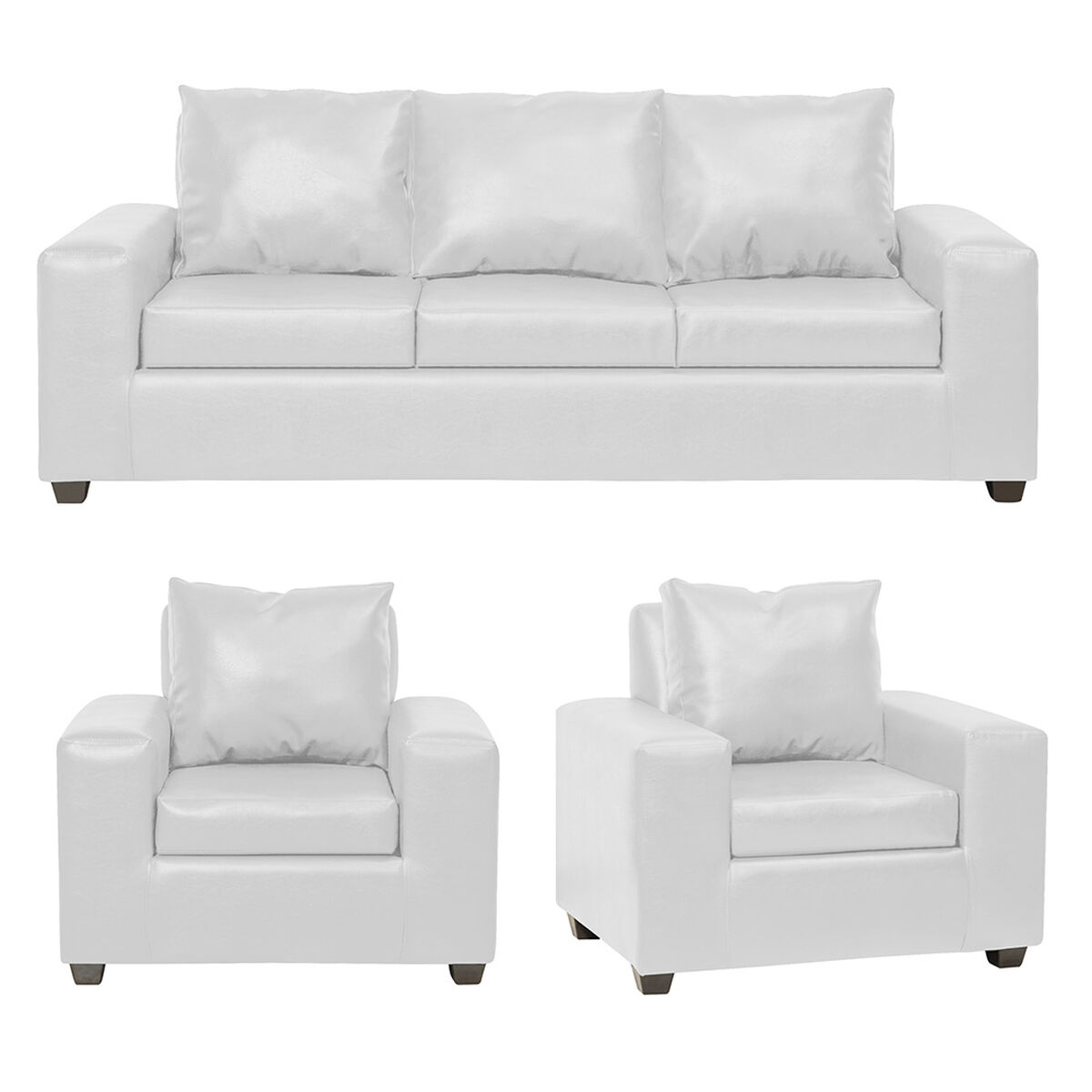 Juego de Living Innovamuebles Kahlo Sofá 3 Cuerpos + Dos Sillones 1 Cuerpo Blanco