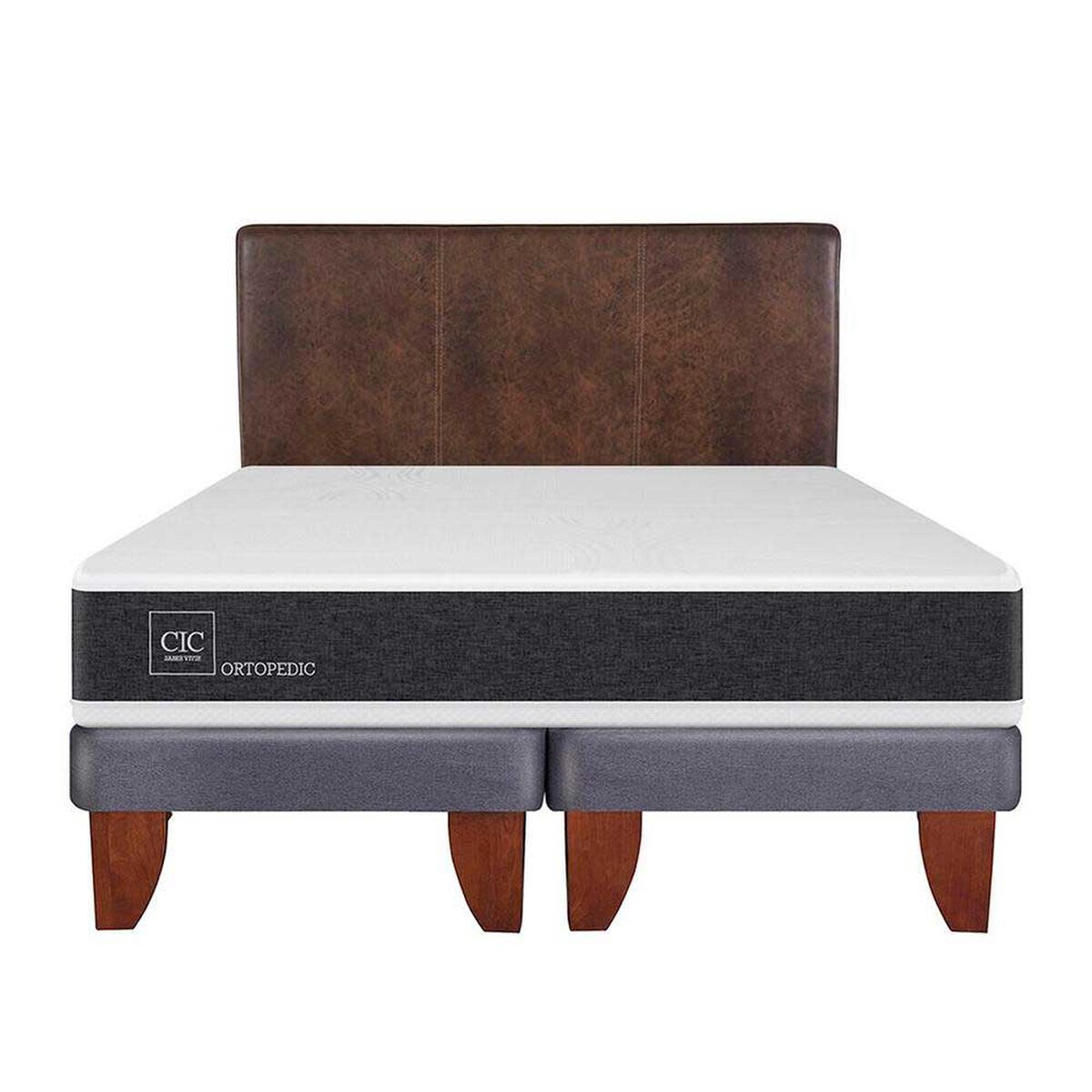 Cama Europea CIC Base Dividida 2 Plazas Ortopedic + Respaldo Baker