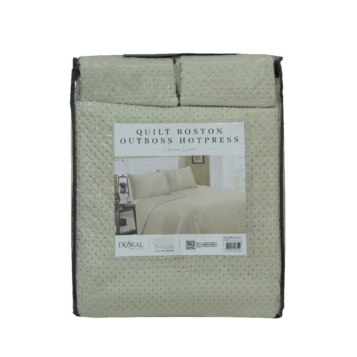 Quilt Doral Boston Lumina 2 Plazas Beige