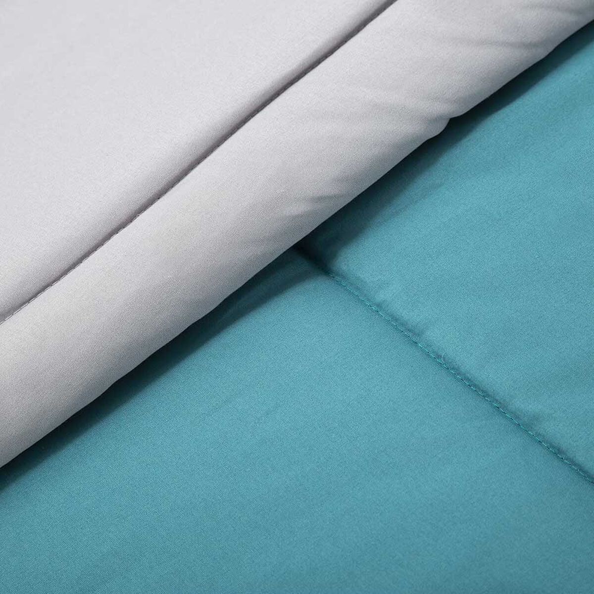Set Plumón Bicolor + 2 Cojines Casanova 1,5 Plazas Liso Esmeralda Gris