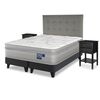 Cama Europea Flex 2 Plazas Paradise + Respaldo Design Gris + 2 Veladores Rover