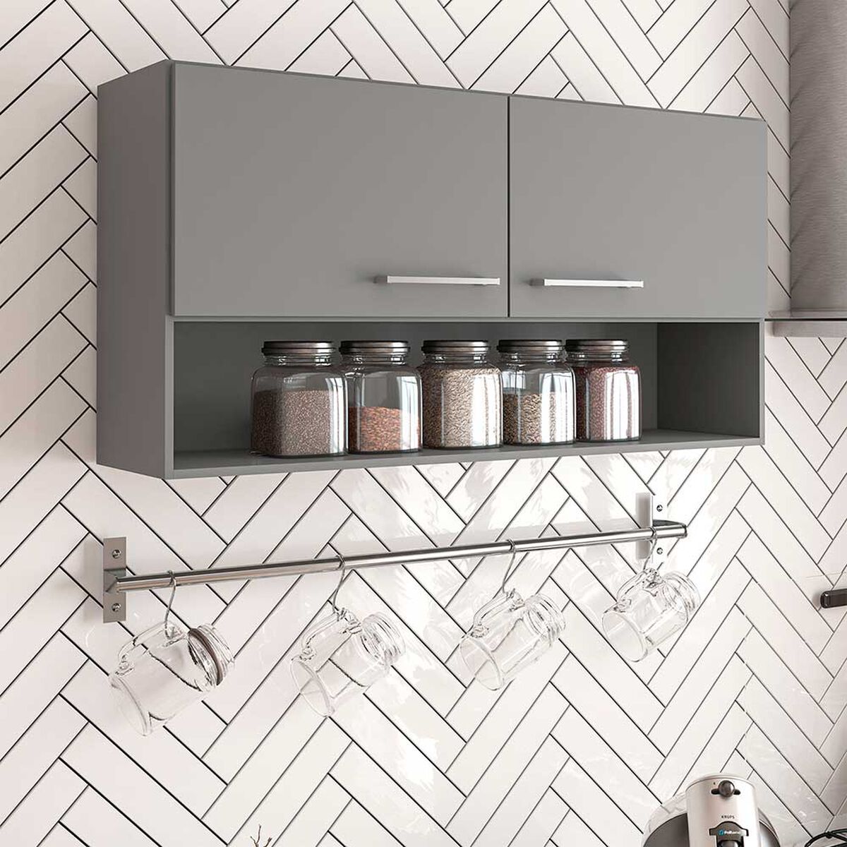 Mueble de Cocina Aereo Vekkahome Evandro 2 Puertas Blanco