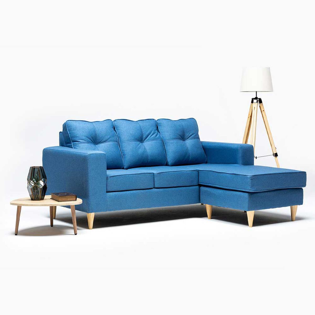 Sofá Seccional Kea Infinity Tela 3 Cuerpos Azul