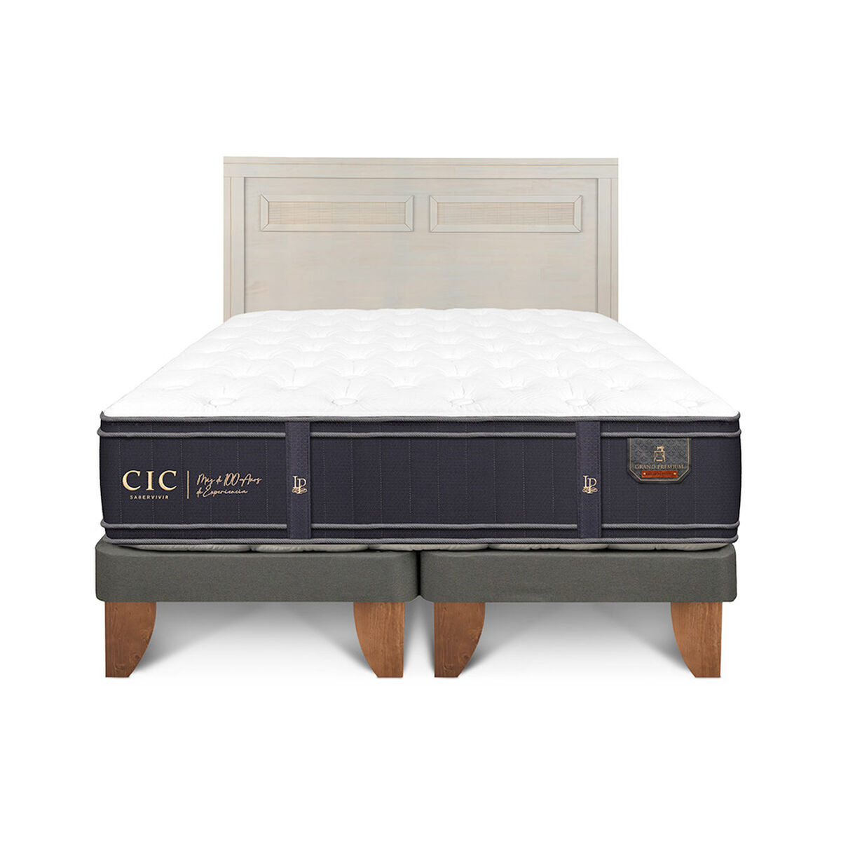 Cama Europea CIC Base Dividida 2 Plazas Grand Premium + Respaldo Milan Alpino
