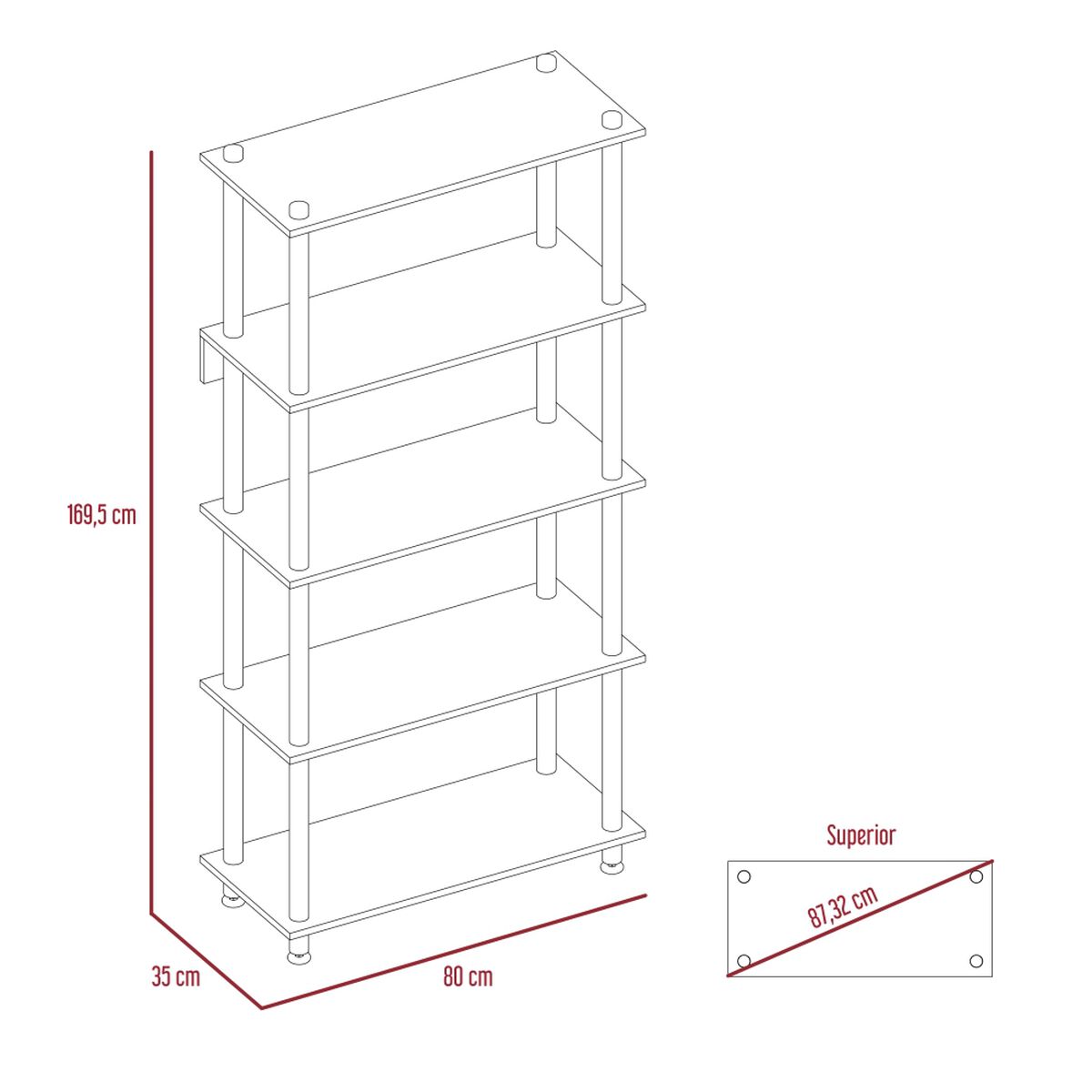 Biblioteca TuHome Cubik 1 Wengue/Duna