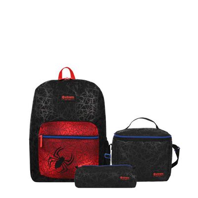 Triple Pack 6XT Mochila Ni&ntilde;o Xtrem Spider Negro/Rojo
