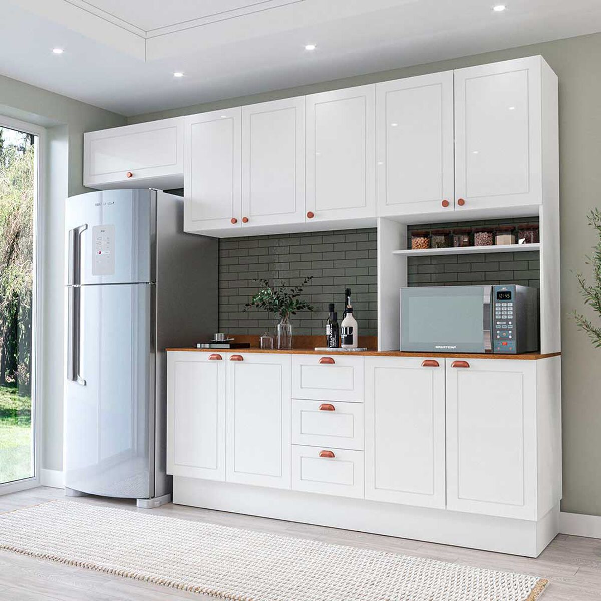 Kit Cocina Modular Royal Vekkahome 10 Puertas 3 Cajones Blanca