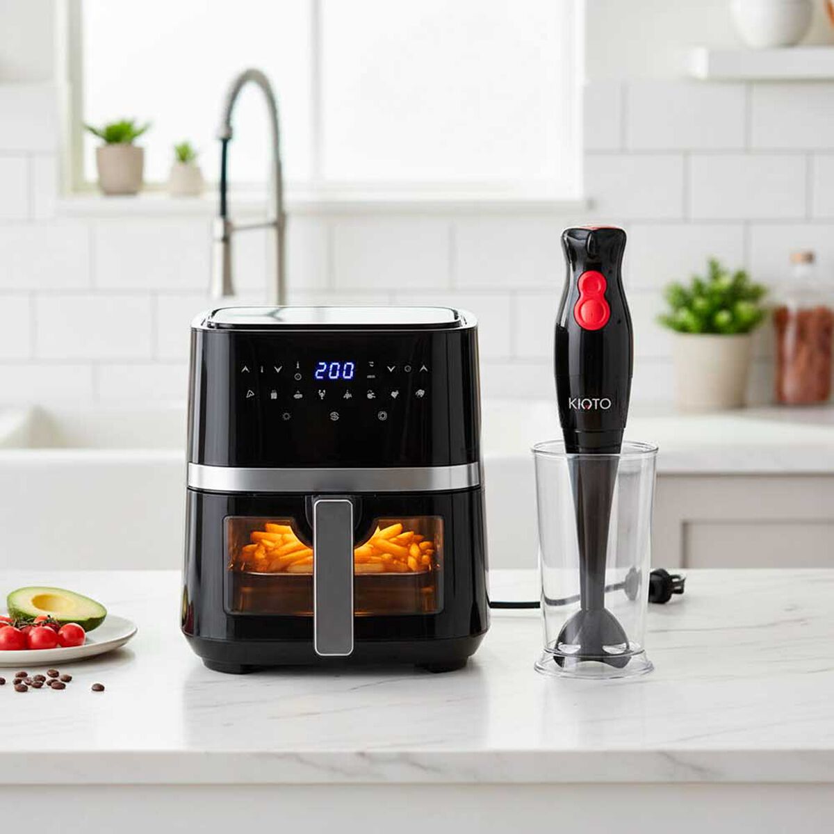 Combo Freidora de Aire Kioto Nagano 5,5 lts. + Batidora de Inmersi&oacute;n Kioto Kochi 700 ml.
