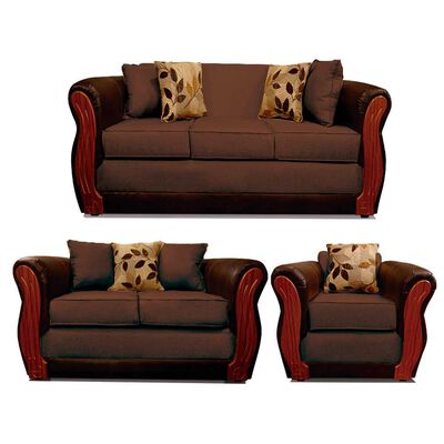 Imagen 1 del producto Juego de Living Elegant Detail Girona Sofá 3 Cuerpos + Sofá 2 Cuerpos + Sillón 1 Cuerpo Café