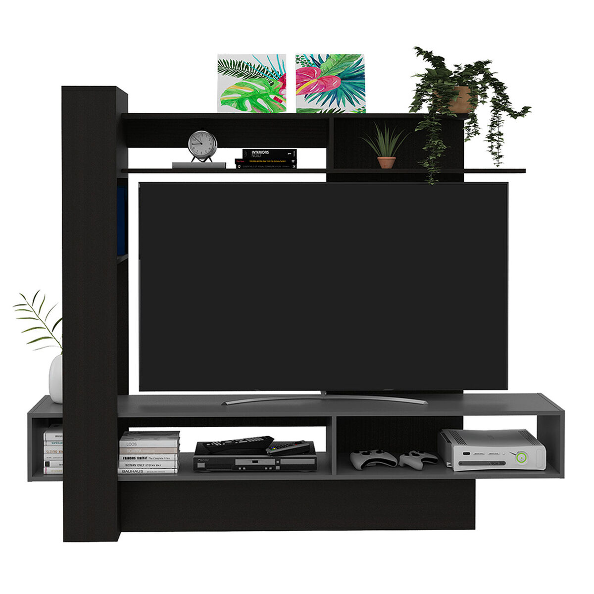 Centro de Entretencion TV TuHome Flamenco Wengue / Plomo Hasta 60"