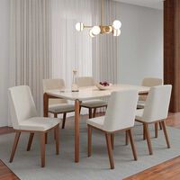 Comedor Decocasa Donatella 6 Sillas Off White Castaño