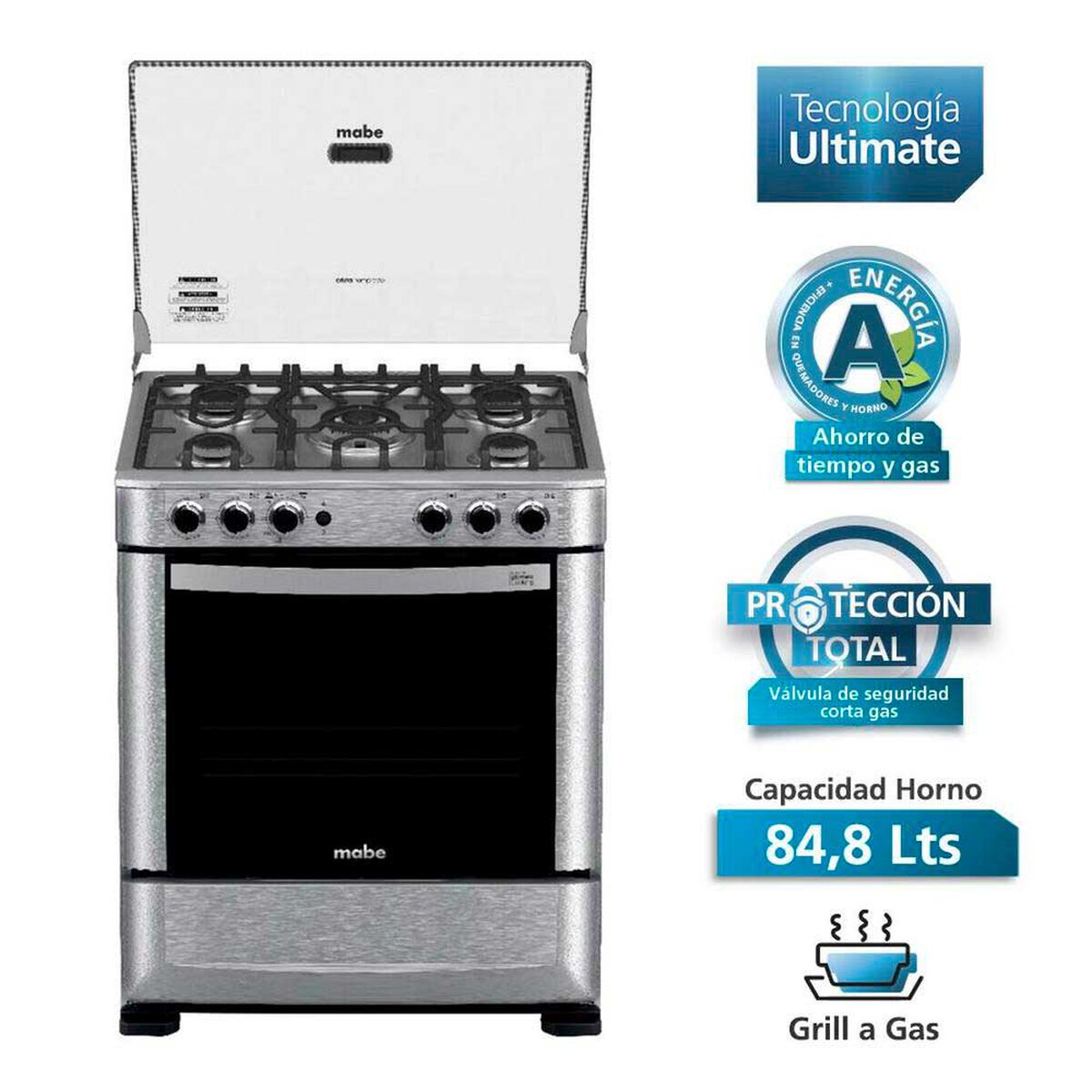 Cocina a Gas Mabe ANDES7650FX1 5 Quemadores