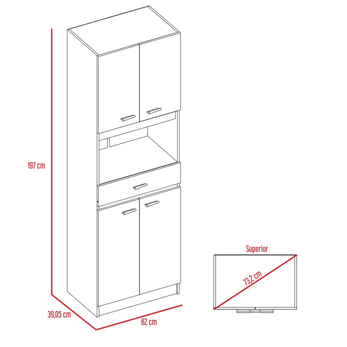 Mueble Microondas TuHome Bau Blanco/Wengue