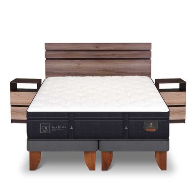 Cama Europea CIC Base Dividida 2 Plazas Súper Premium + Respaldo + Veladores