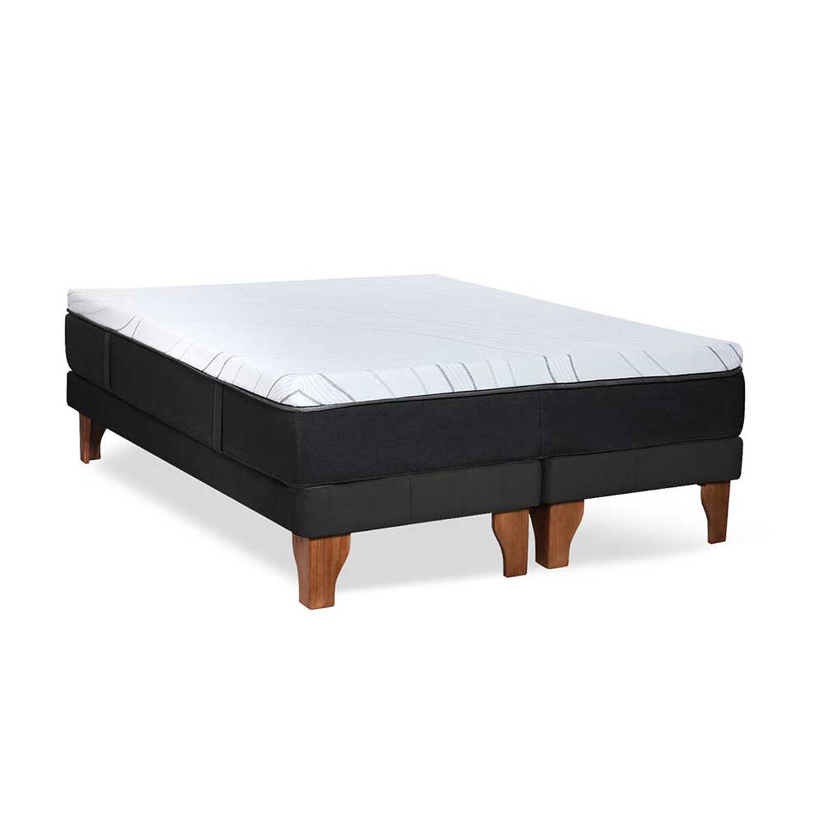 Cama Europea Latam Home Base Dividida King Zen Top Foam Soft Velvet Negro
