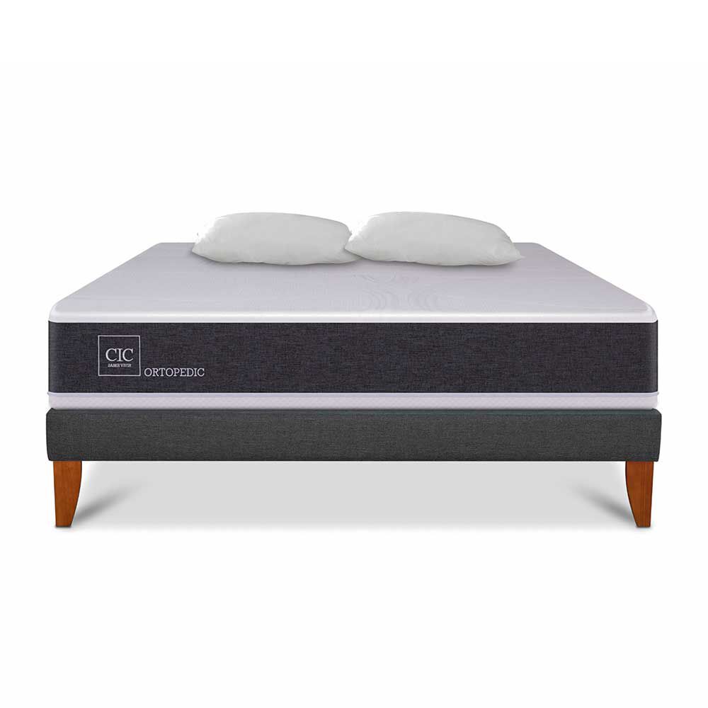 Cama Europea CIC 2 Plazas New Ortopedic + Almohadas