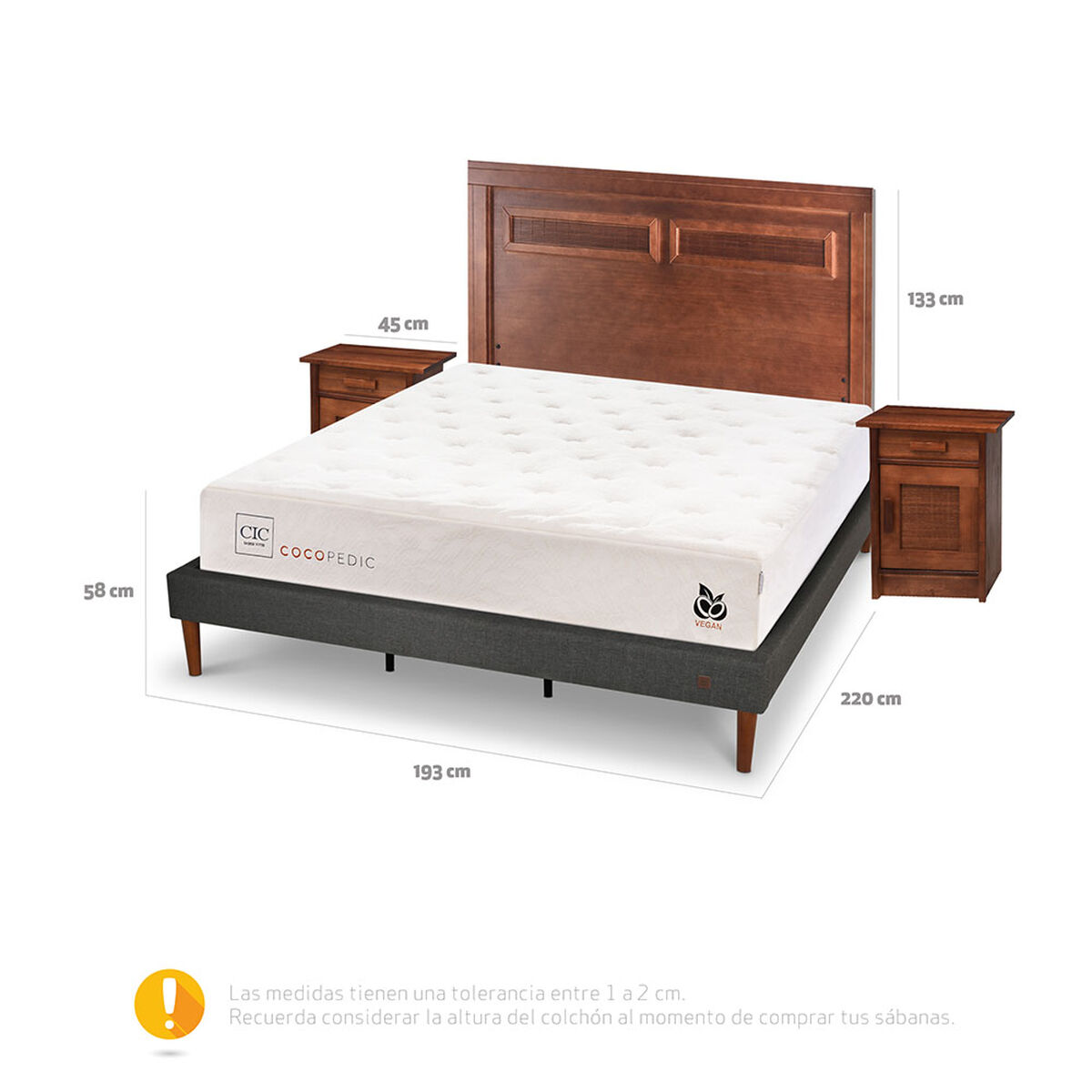 Cama Europea CIC Base Normal King Cocopedic