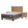 Cama Europea Rosen 2 Plazas New Style 6 + Respaldo + 2 Veladores Charles