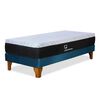 Cama Europea Latam Home 1,5 Plazas Zen Top Foam Visco Velvet Azul Petr&oacute;leo