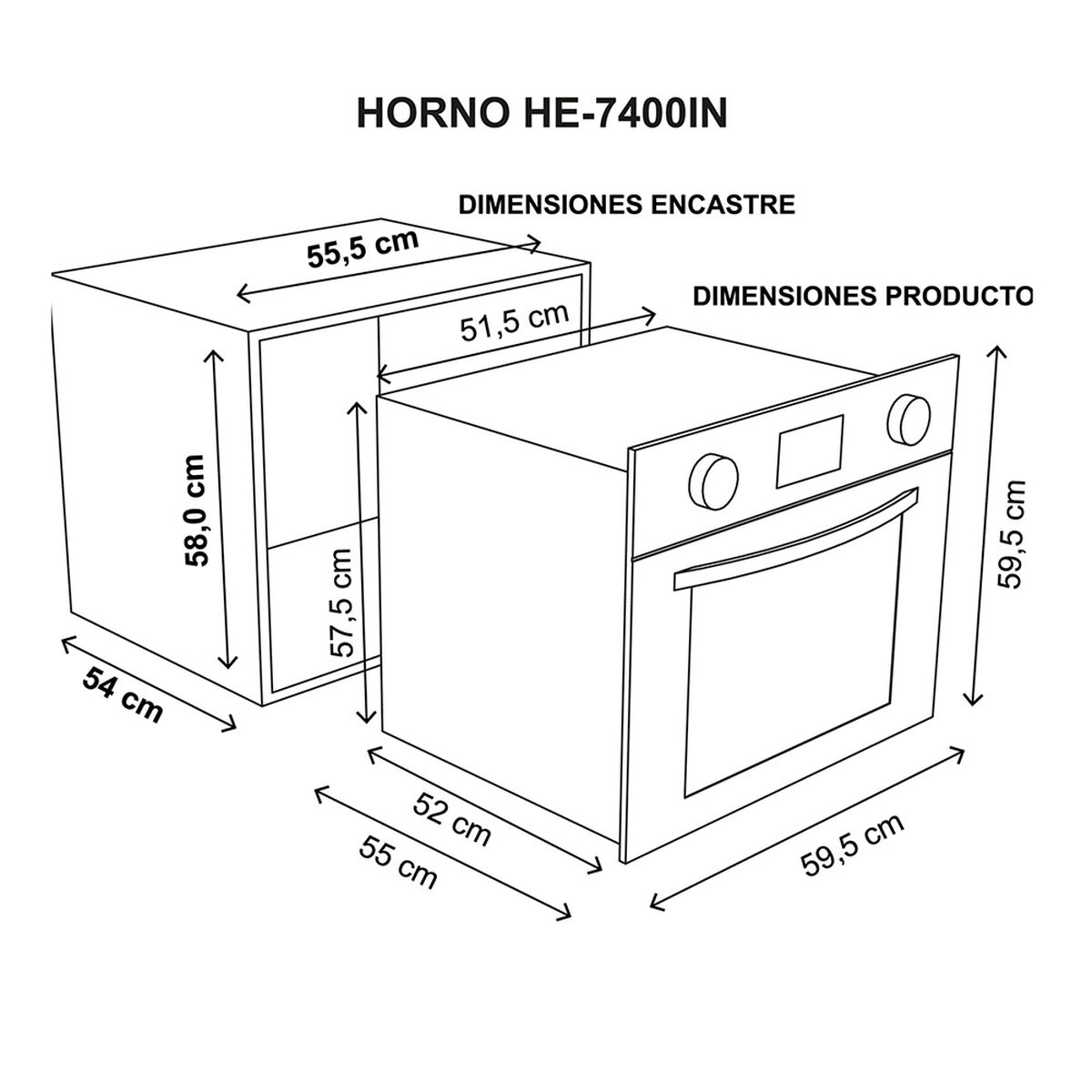 Horno Empotrable Sindelen HE-7400IN 57 lts.