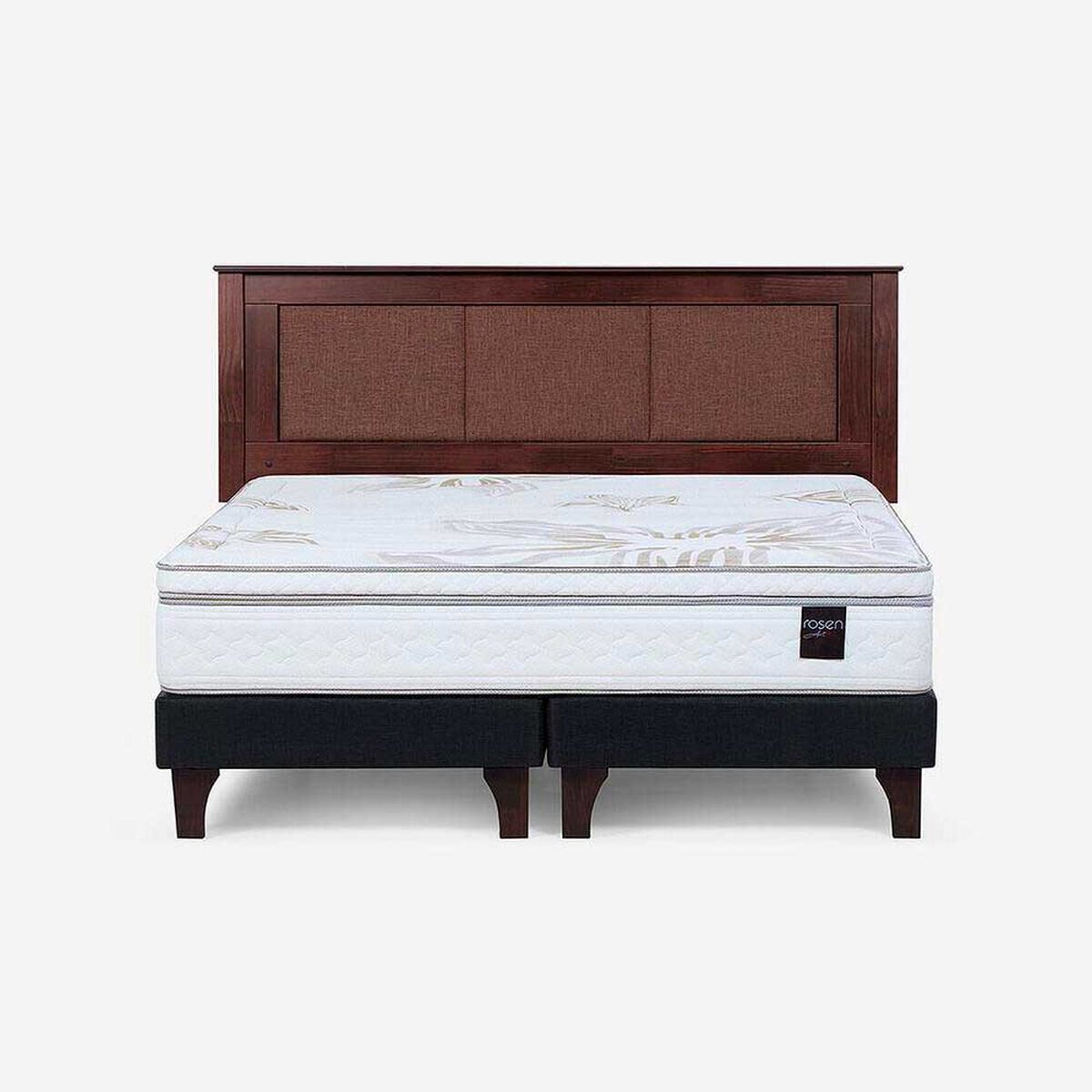 Cama Europea Rosen King Art 4 + Respaldo Rachel Chocolate