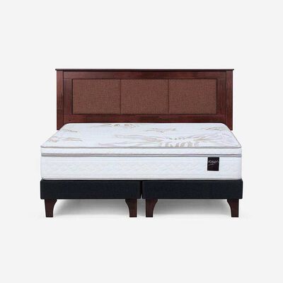 Cama Europea Rosen King Art 4 + Respaldo Rachel Chocolate