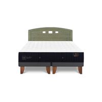 Cama Europea CIC Base Dividida 2 Plazas Premium + Respaldo Gales Olivo