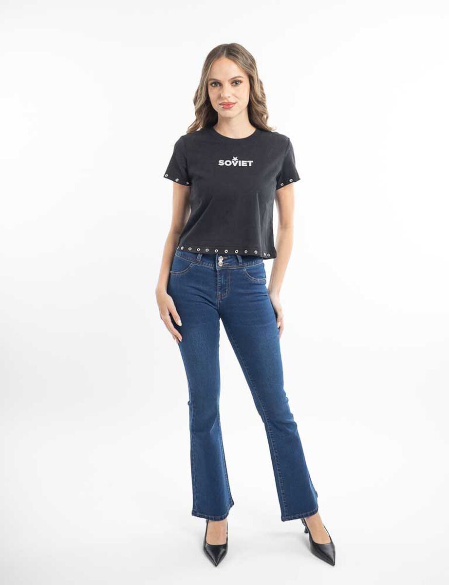 Polera Con Estampado Manga Corta Mujer Soviet