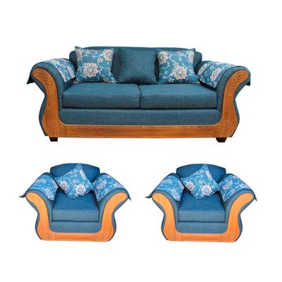 Imagen 1 del producto Juego de Living Almore Irlanda Sofá 2 Cuerpos + Dos Sillones 1 Cuerpo Azul