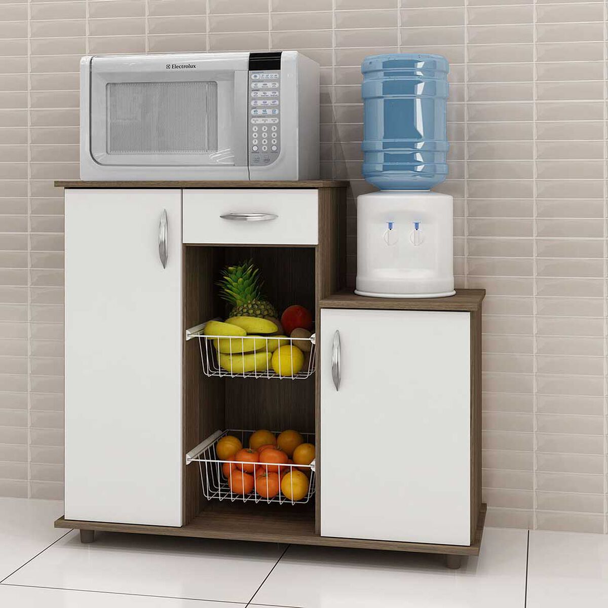 Mueble Autoservicio Home Mobili Parla 1 Caj&oacute;n 2 Puertas Blanco Caf&eacute;