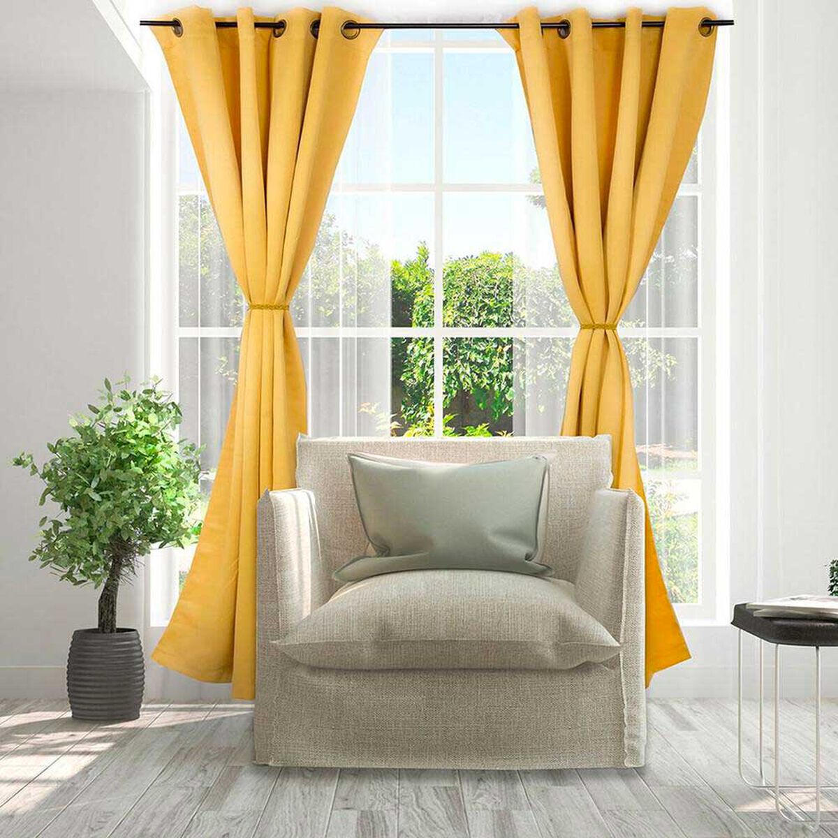 Set Cortinas Doral Black Out Victoria  220 x 140 cm Mostaza
