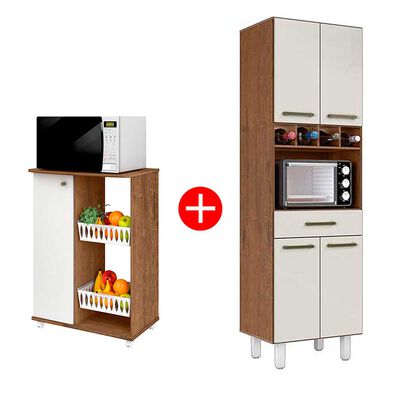 Combo Mueble de Cocina Casanova 1 Puerta Nature/Blanco + Mueble de Cocina 1 Cajón 4 Puertas