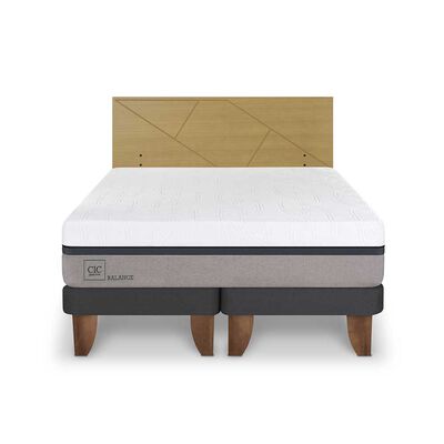 Cama Europea CIC Base Dividida King Balance + Respaldo Villarrica Mostaza