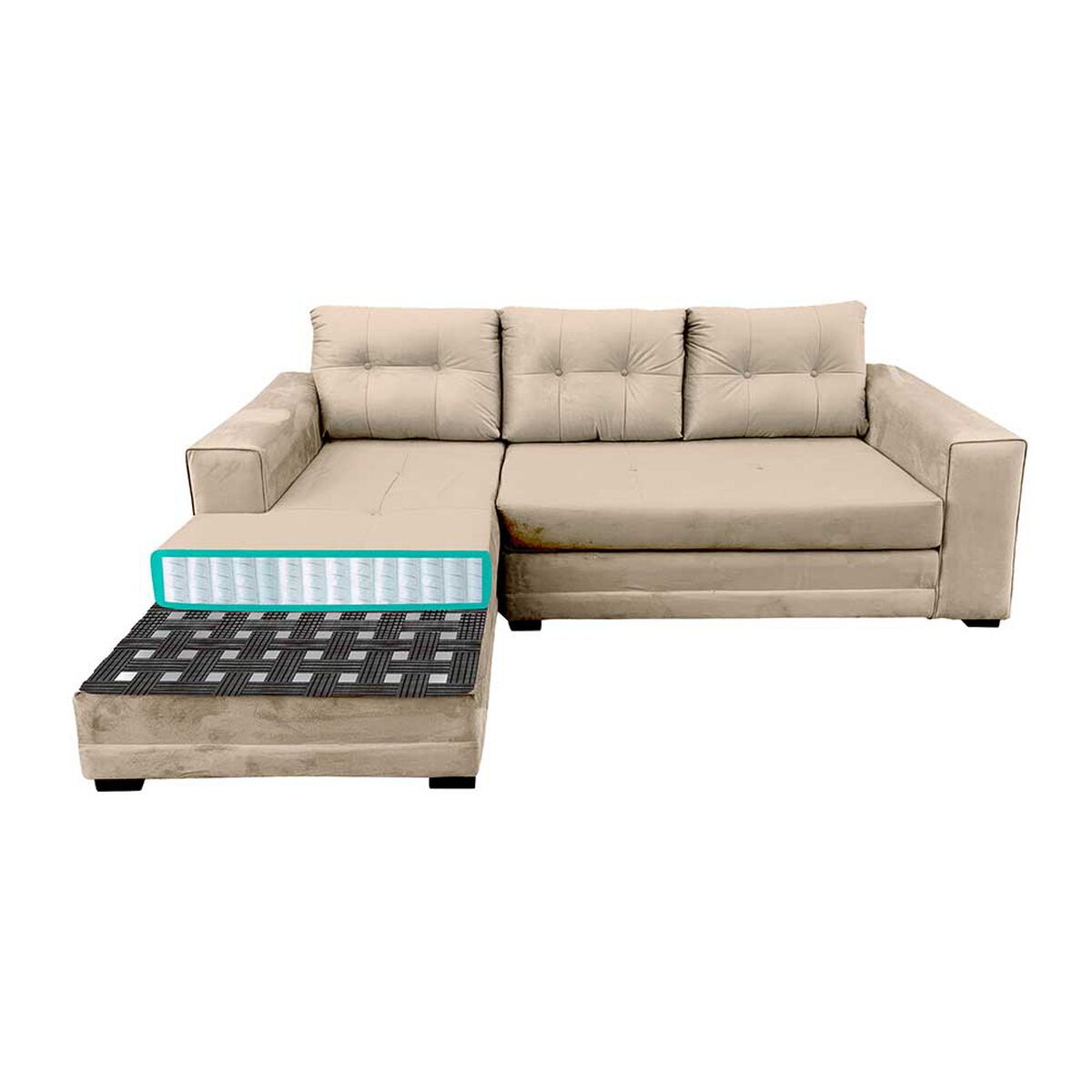 Sofá Seccional Izquierdo Living Factory Roma 3 Cuerpos Beige