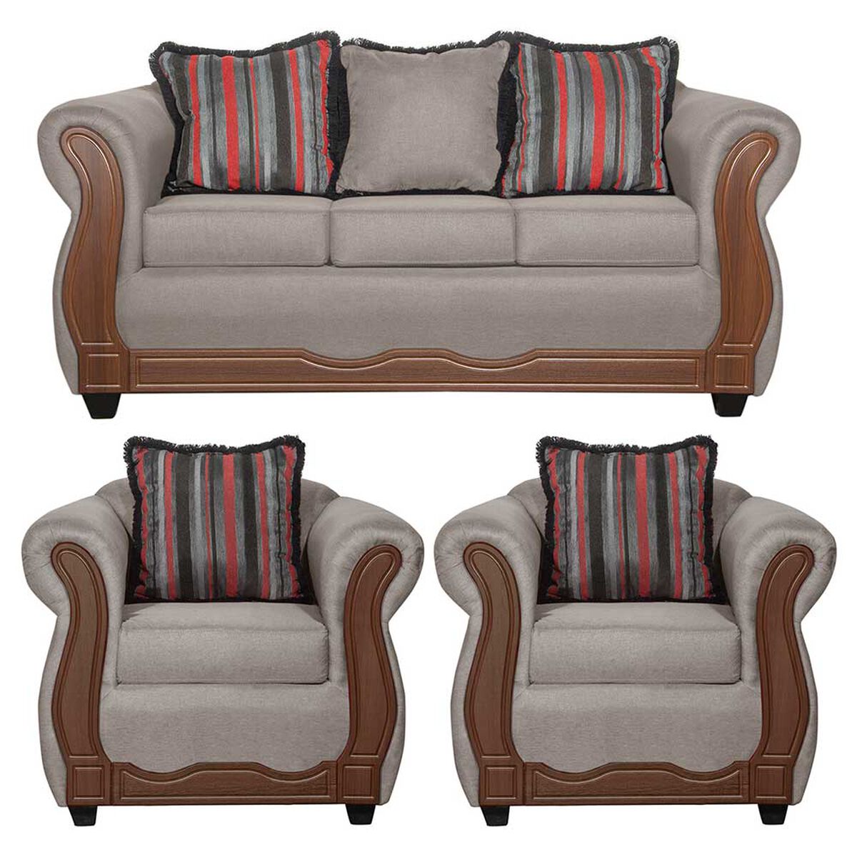 Juego de Living Black Factory Sofia Sof&aacute; 3 Cuerpos + Dos Sillones 1 Cuerpo Beige