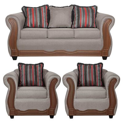 Juego de Living Black Factory Sofia Sofá 3 Cuerpos + Dos Sillones 1 Cuerpo Beige