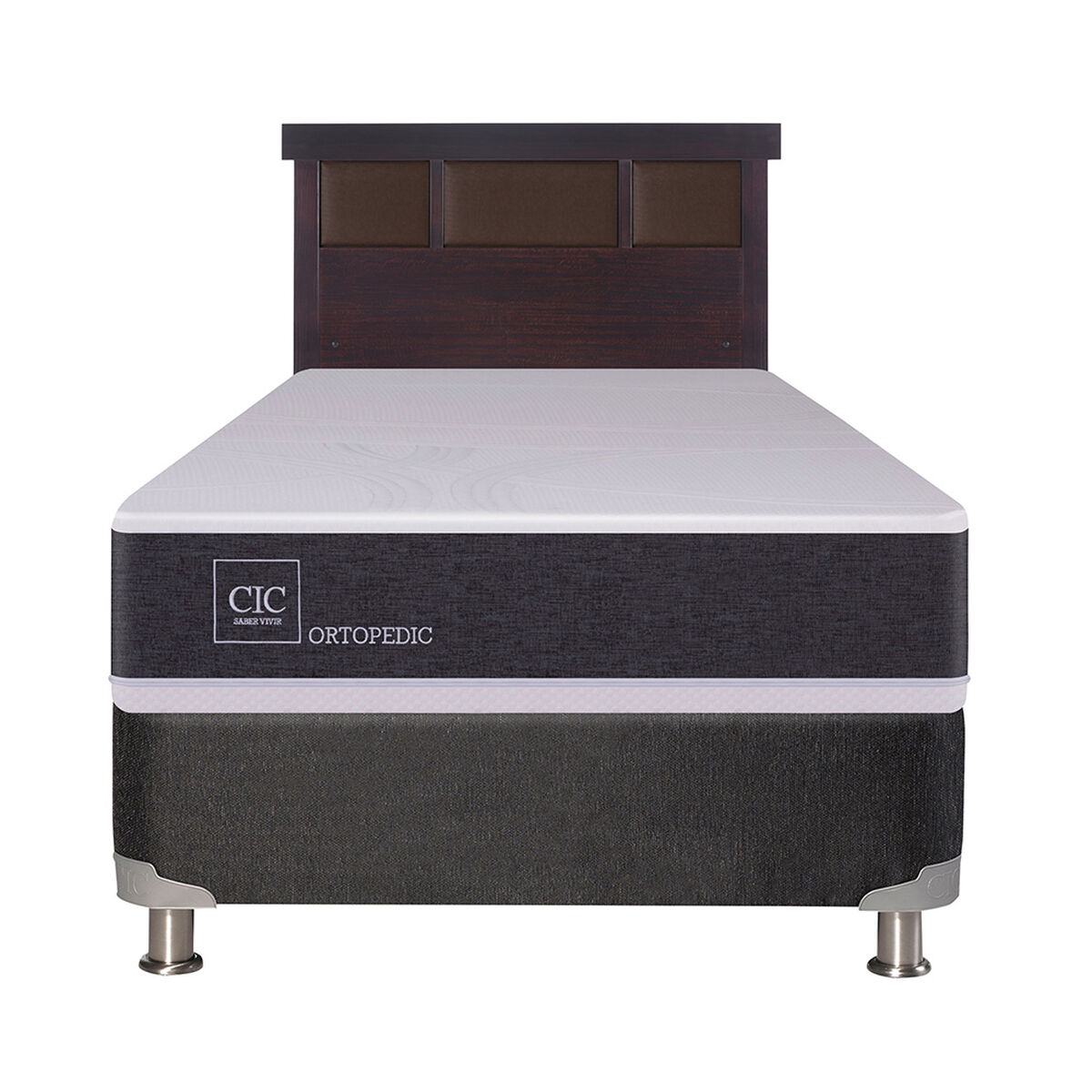 Box Spring CIC 1 Plaza New Ortopedic + Respaldo New Dublin