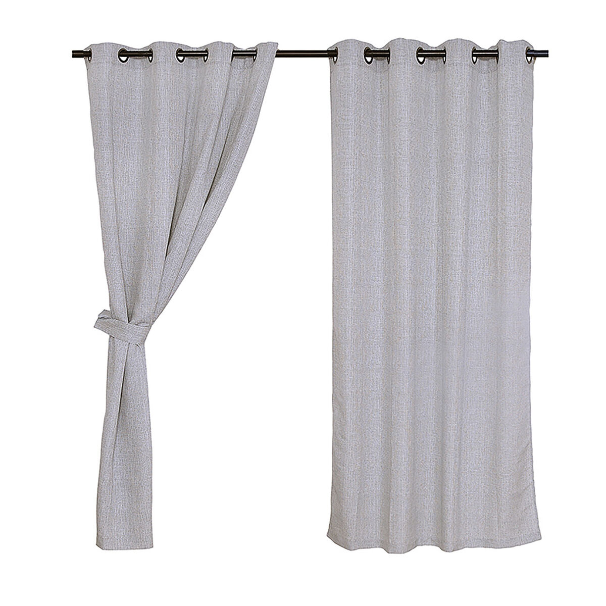 Set Cortinas Mashini Jaquard Argolla Silueta Café 140 x 220 cm