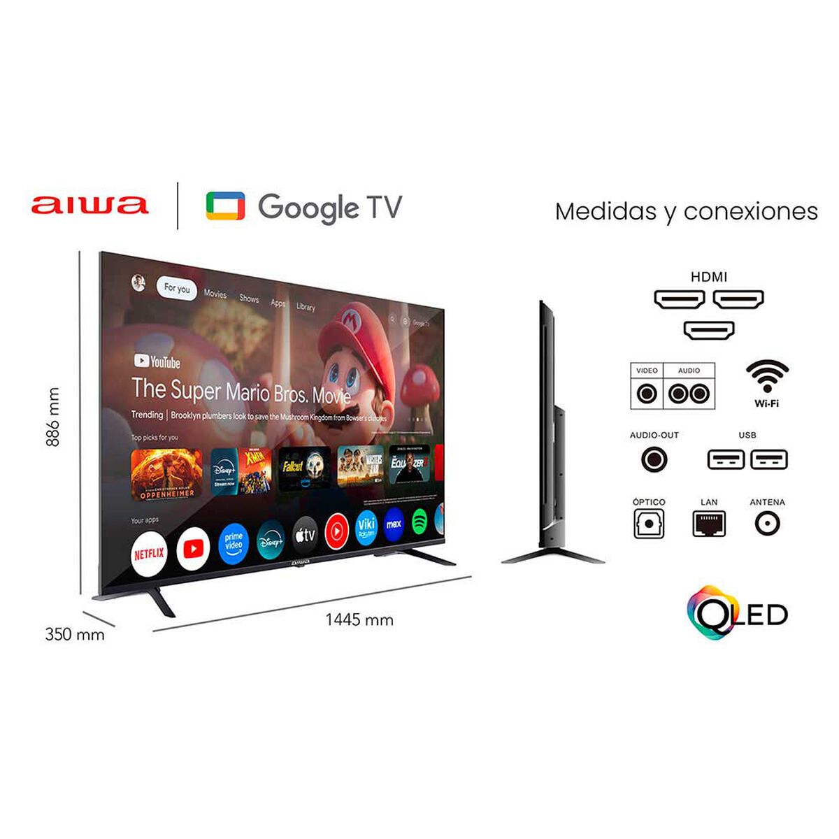 Smart TV  AIWA QLED 65" AW65B4QFG Android 14 Negro