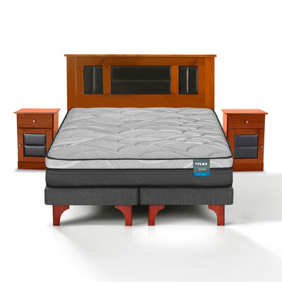 Cama Europea Flex 2 Plazas Dream Pocket Box B/D + Set Lorraine