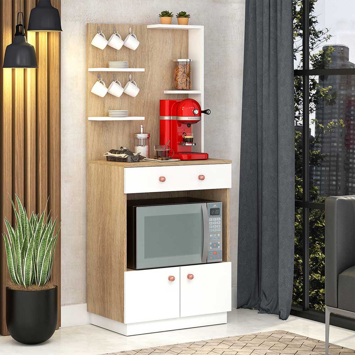 Mueble Auxiliar de Cocina Vekkahome 2 Puertas Café