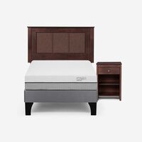 Cama Europea Rosen 1,5 Plazas Pratta + Respaldo + Velador Rachel
