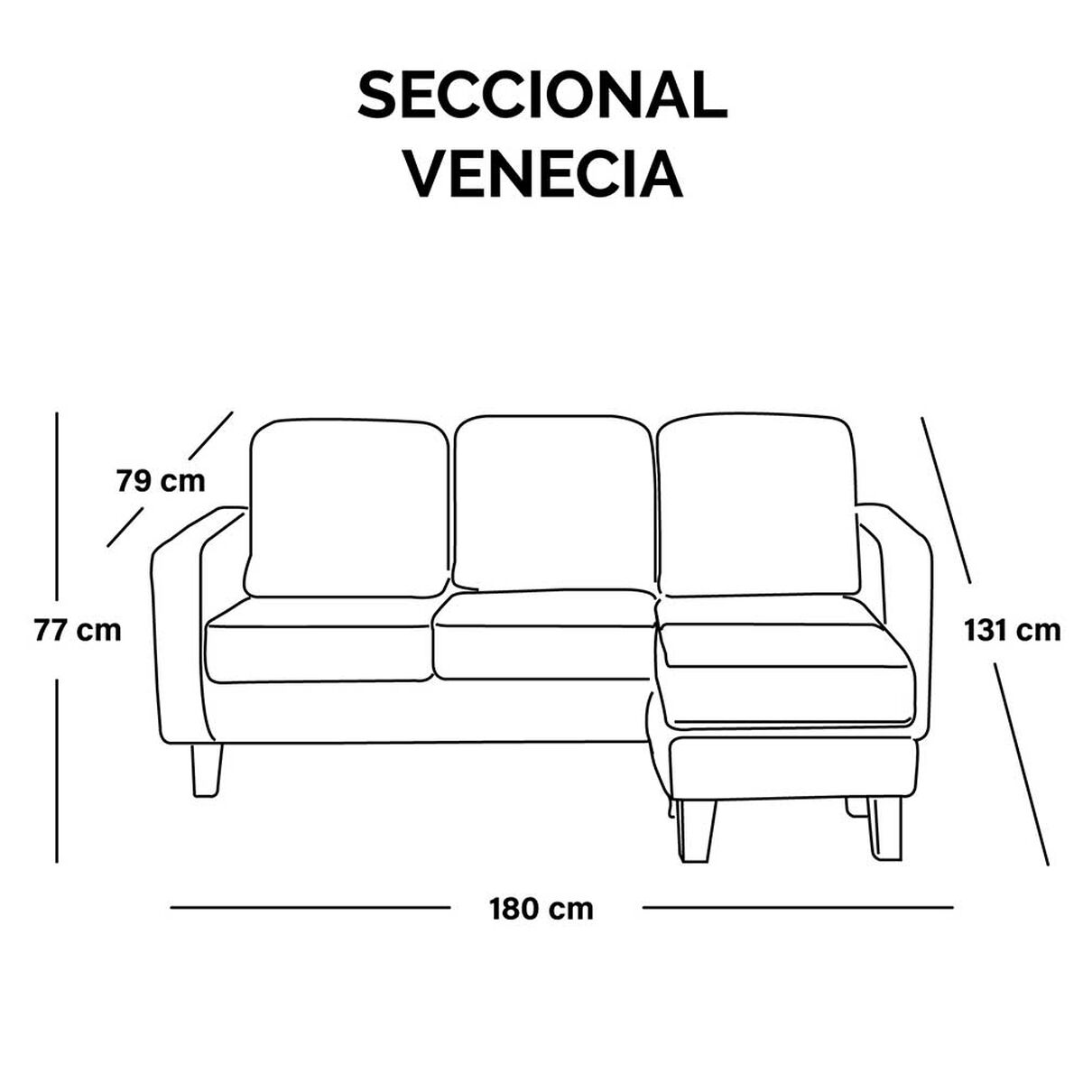 Sofá Seccional Intercambiable Latam Home Venecia 3 Cuerpos Beige