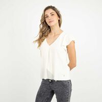 Blusa Manga Corta Mujer Zibel Crudo, Negro, Oliva, Rosado