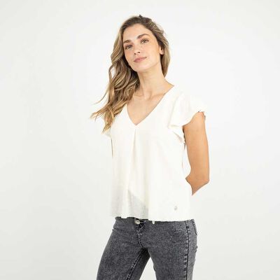 Blusa Manga Corta Mujer Zibel Crudo, Negro, Rosado