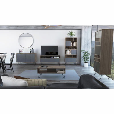 Combo Rack TV+ Biblioteca + Bar Alto + Buffet + Mesa de Centro TuHome Vassel