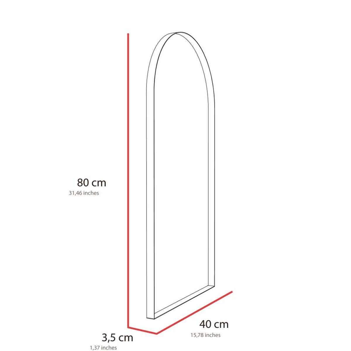 Espejo de Vidrio TuHome Marsella 80 x 40 cm